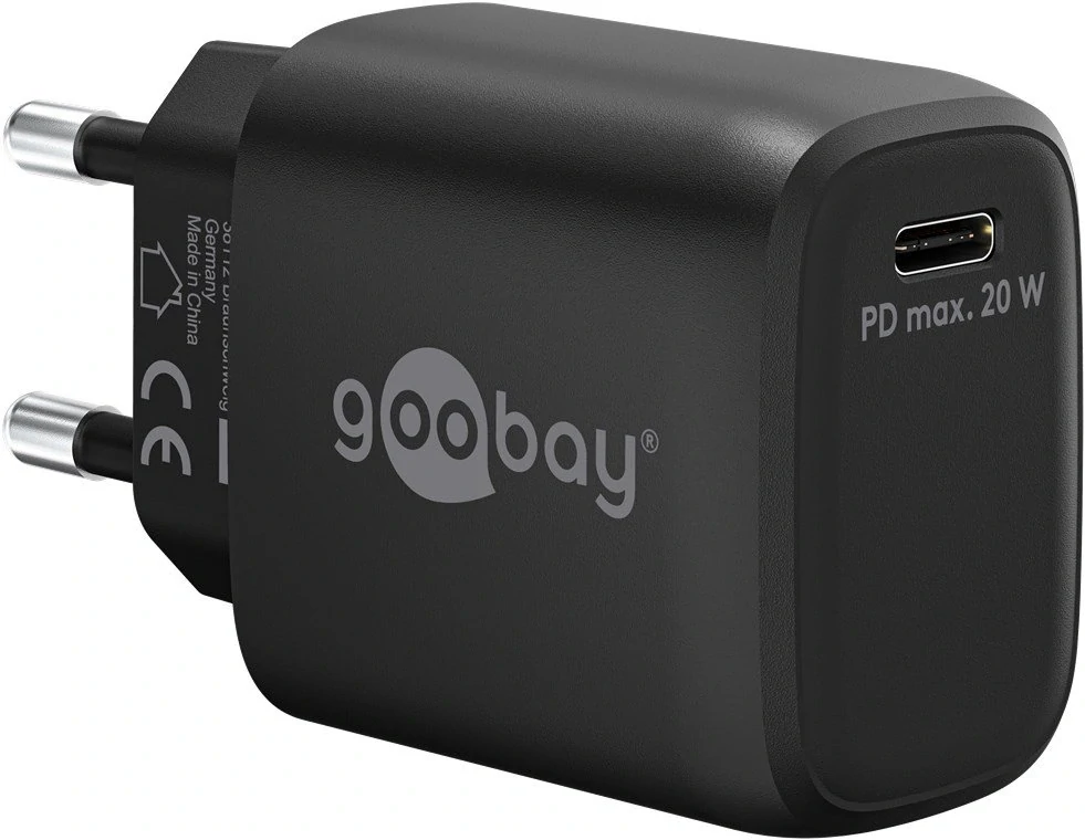 goobay Napájecí a nabíjecí adaptér 230V na USB-C PD (QUICK charge) 20W, černá