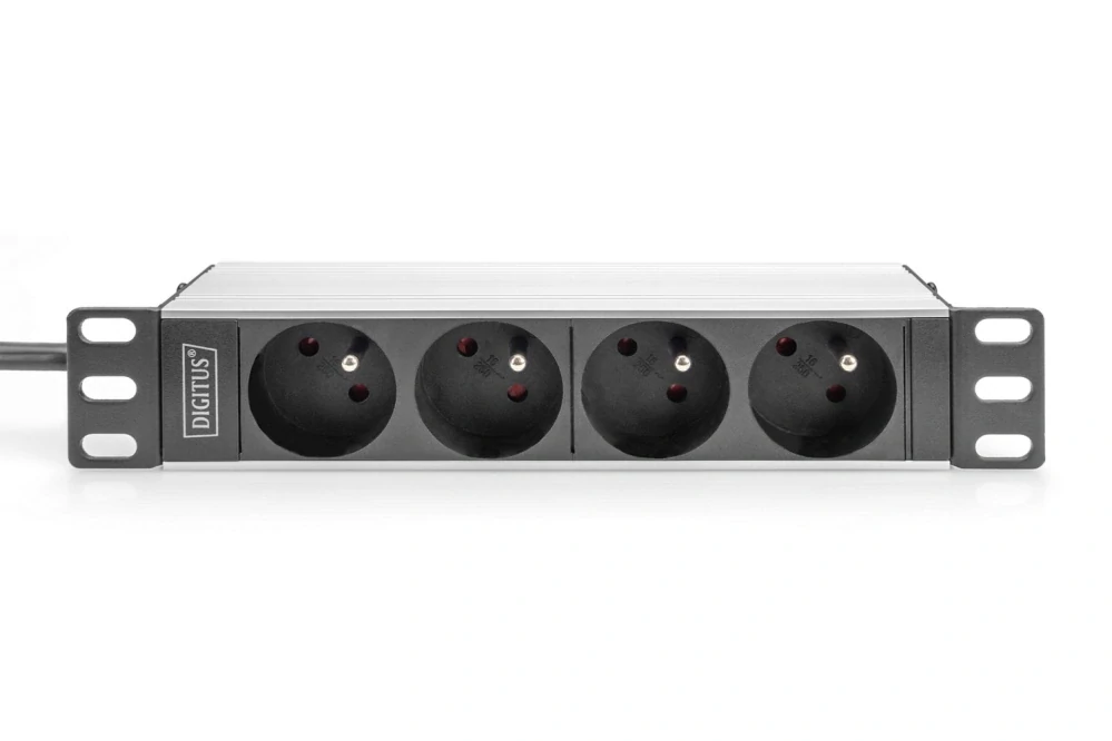 DIGITUS Panel napájecí do 10" racku, zásuvka s kolíkem 4x250V, 1U