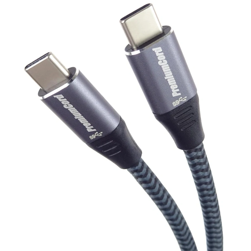 PremiumCord Kabel USB 3.2 Gen 1 USB-C male - USB-C male, bavlněný oplet, 20cm