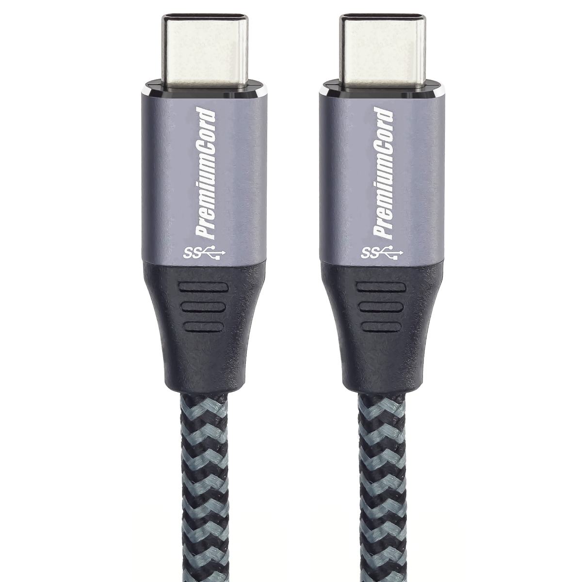 PremiumCord Kabel USB 3.2 Gen 1 USB-C male - USB-C male, bavlněný oplet, 1,5m