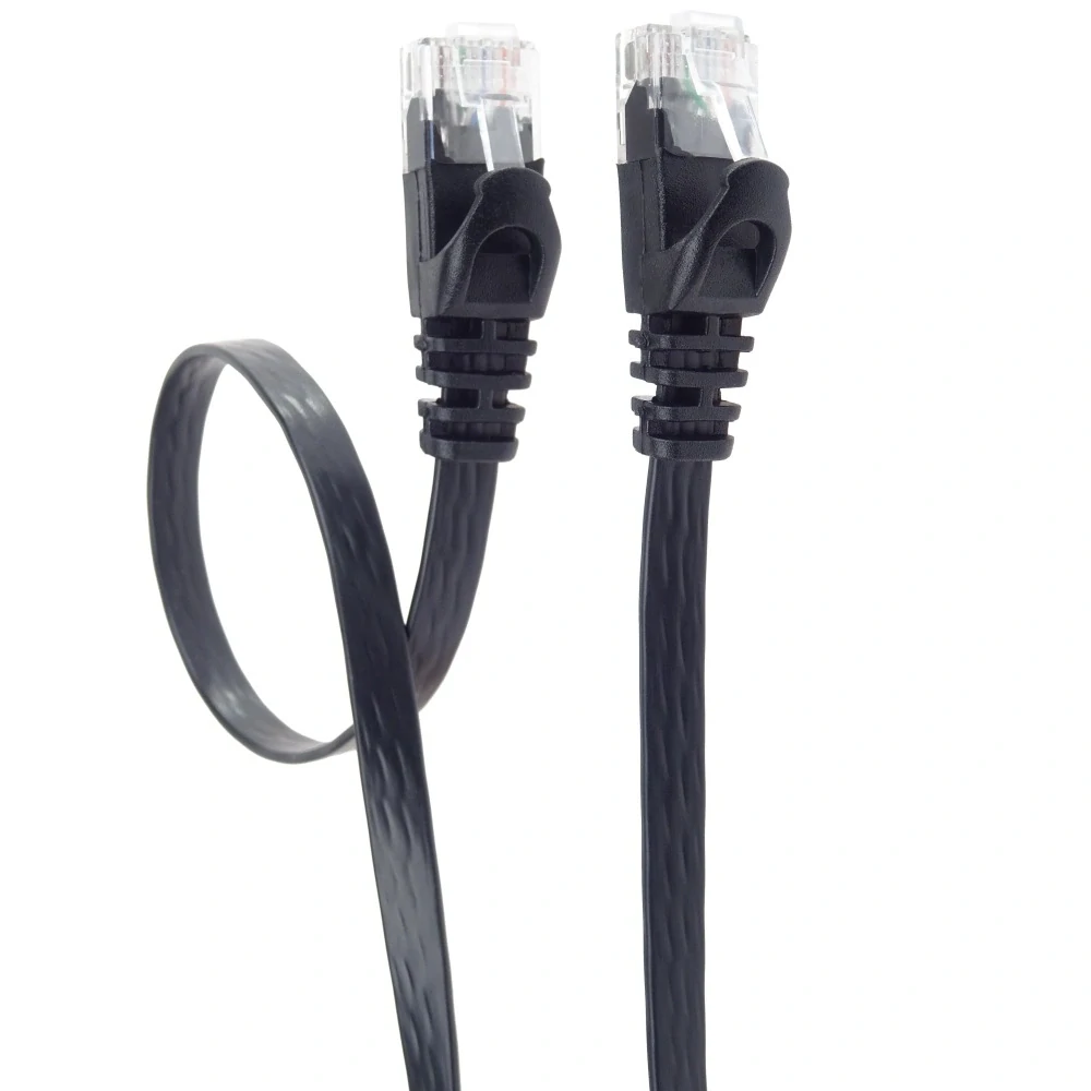 PremiumCord Plochý patch kabel UTP RJ45-RJ45 CAT6 10m černá