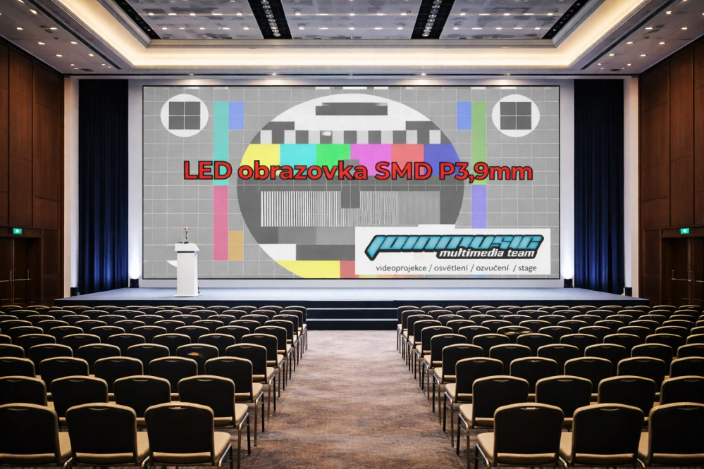 Pronájem - Vnitřní LED obrazovka 8x4,5m LED SMD P3,9mm