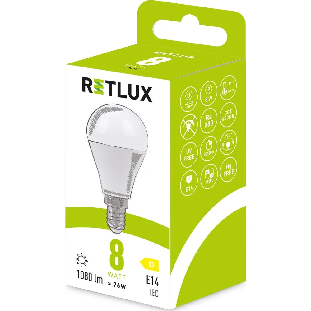 RLL 636 G45 E14 miniG 8W CW D RETLUX