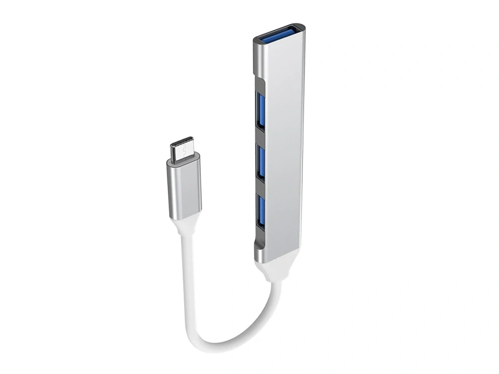 PremiumCord Hub USB-C na USB3.2 A + 3x USB2.0 A, SuperSpeed 5Gbps, hliníkové pouzdro