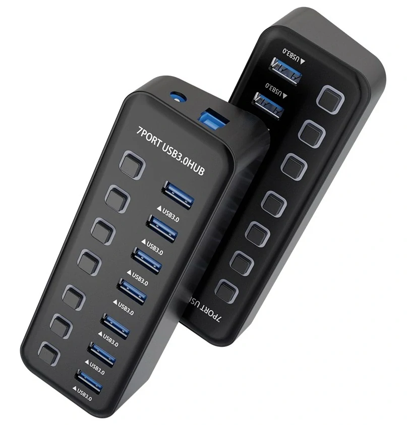 PremiumCord USB 3.2 Superspeed HUB 7-portový s vypínači portů