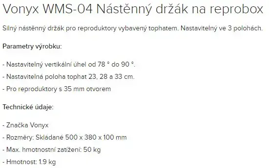 Vonyx WMS-04 Nástěnný držák na reprobox