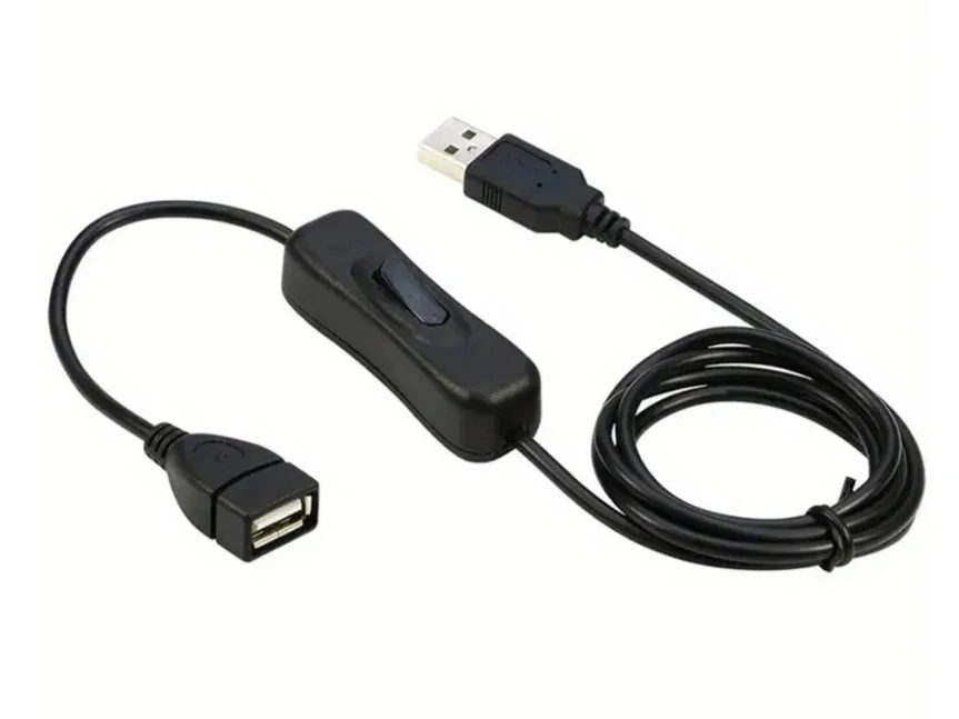 PremiumCord USB 2.0 kabel prodlužovací s vypínačem, A male- A female,1m černá