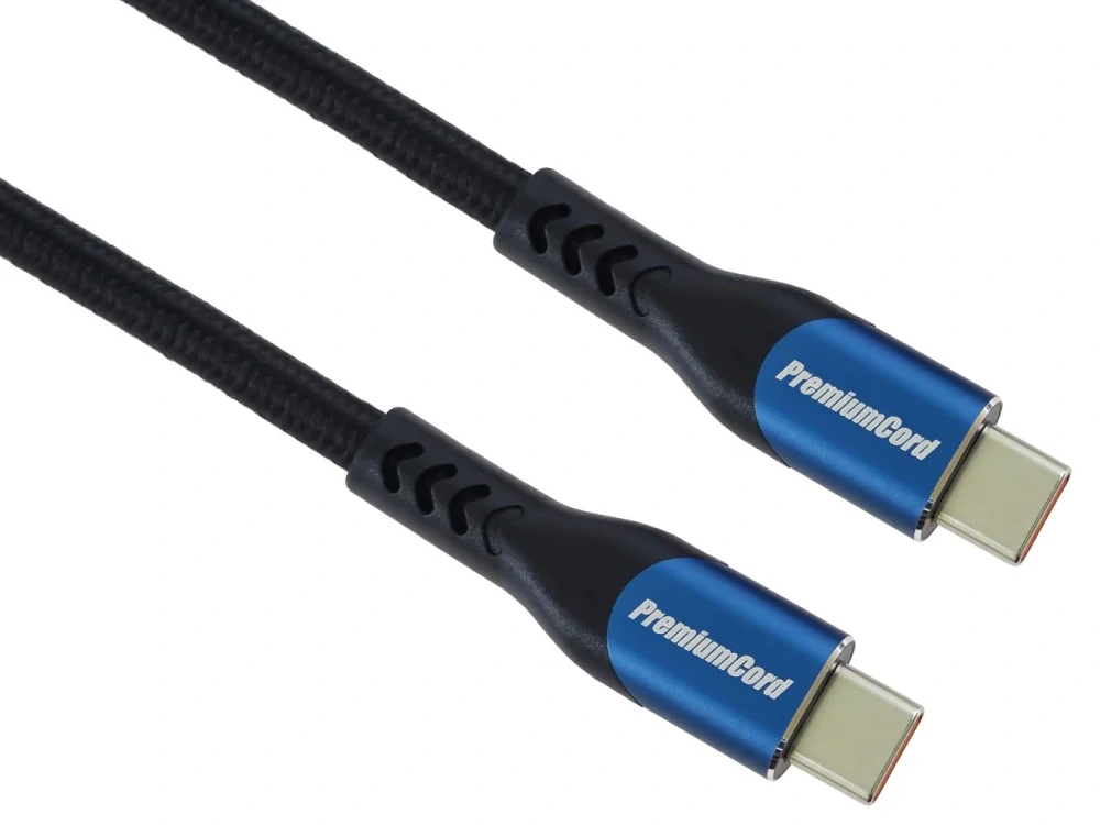 PremiumCord USB-C kabel ( USB 3.2 GEN 2x2, 5A, 100W, 20Gbit/s ) 3m, bavlněný oplet