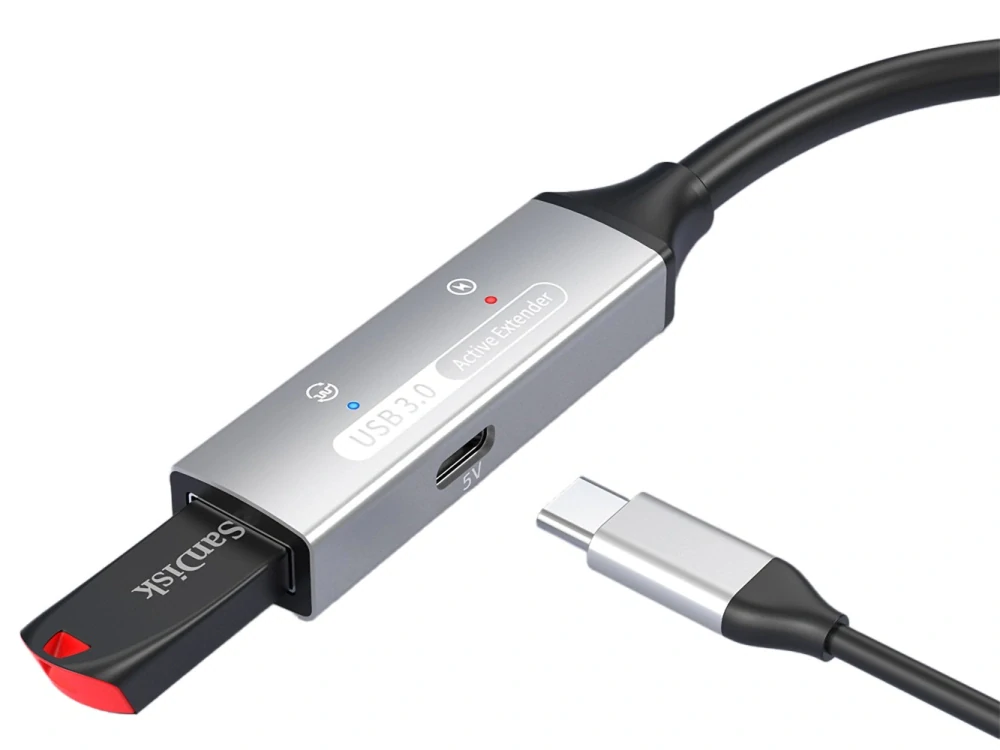 PremiumCord USB 3.2 repeater a prodlužovací kabel Male-Female, 5Gbps Aluminium 30m