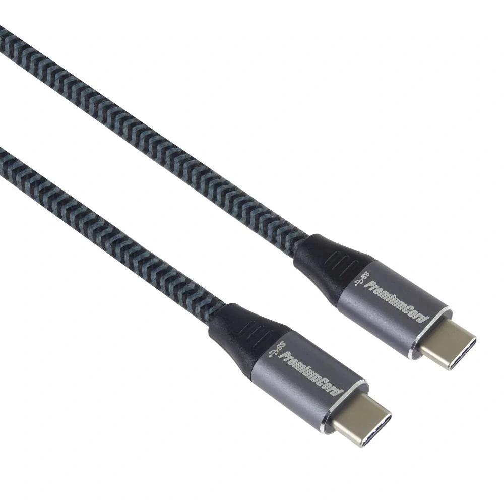 PremiumCord Kabel USB 3.2 Gen 1 USB-C male - USB-C male, bavlněný oplet, 20cm