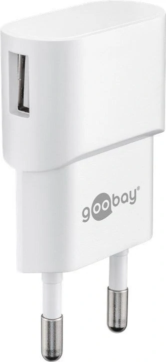 goobay Napájecí a nabíjecí adaptér 230V na USB, max.1A, bílý