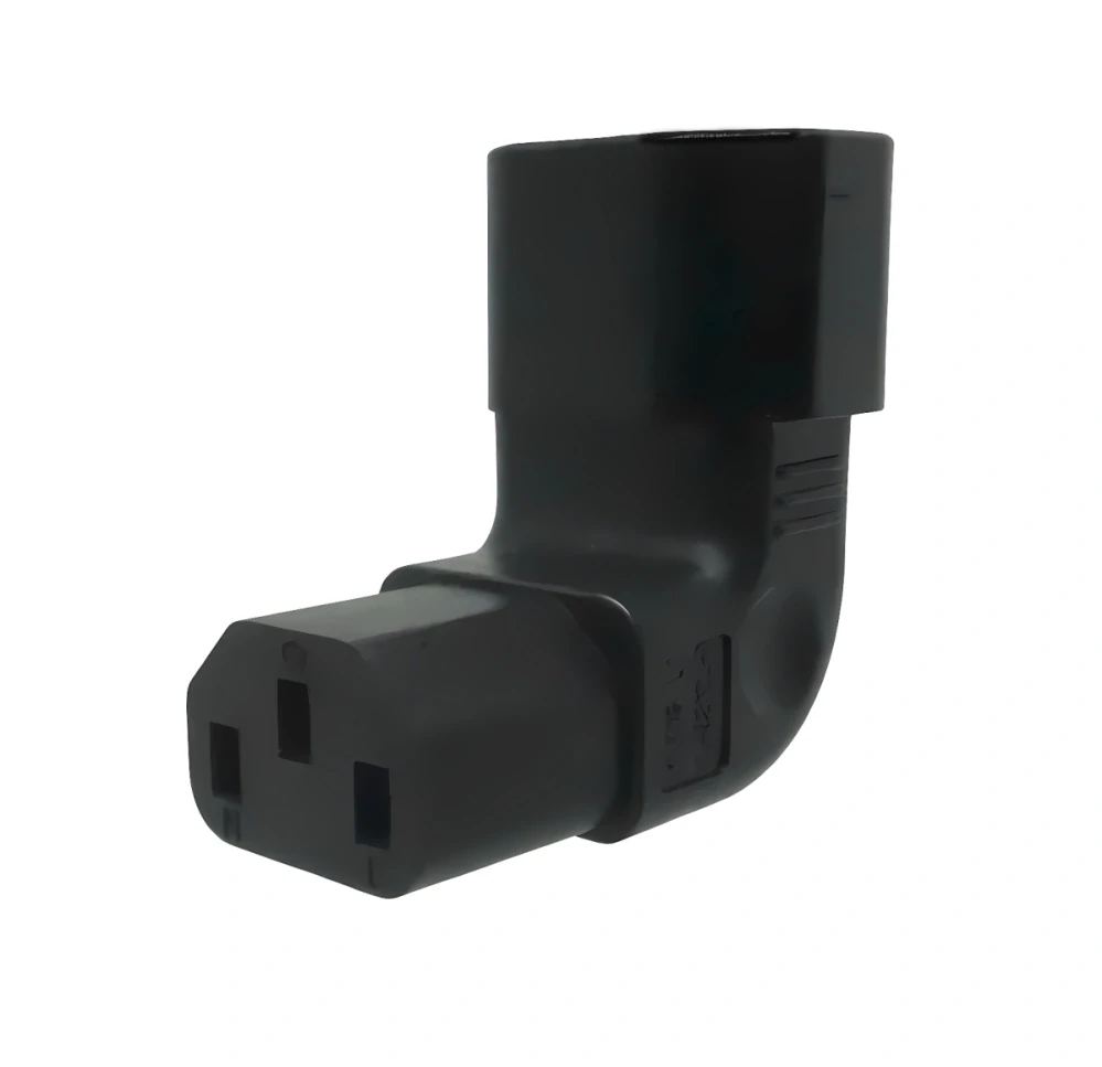 Adaptér vertikálně úhlový IEC C13 female na IEC C14 male, napětí 230V, max.proud 10A