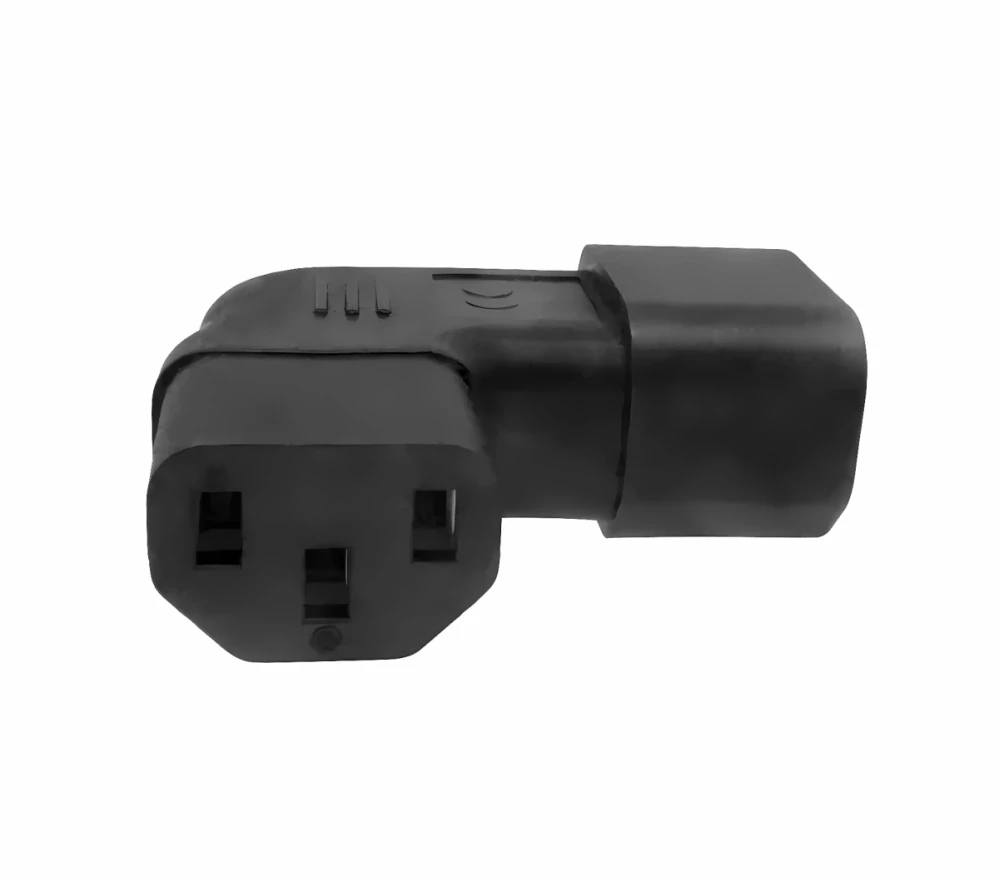 Adaptér úhlový na stranu IEC C13 female na IEC C14 male, napětí 230V, max.proud 10A