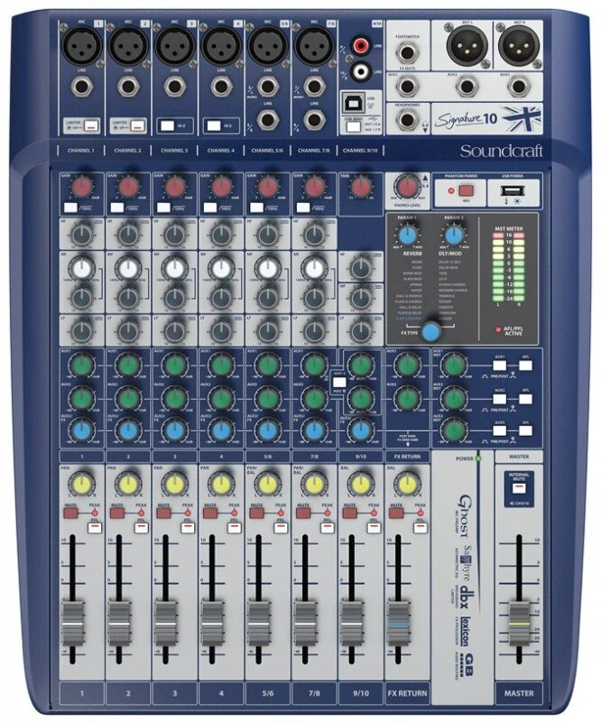 Pronájem - Audiomix 10 kanálů, 6xmono, 3x stereo, Soundcraft Signature 10