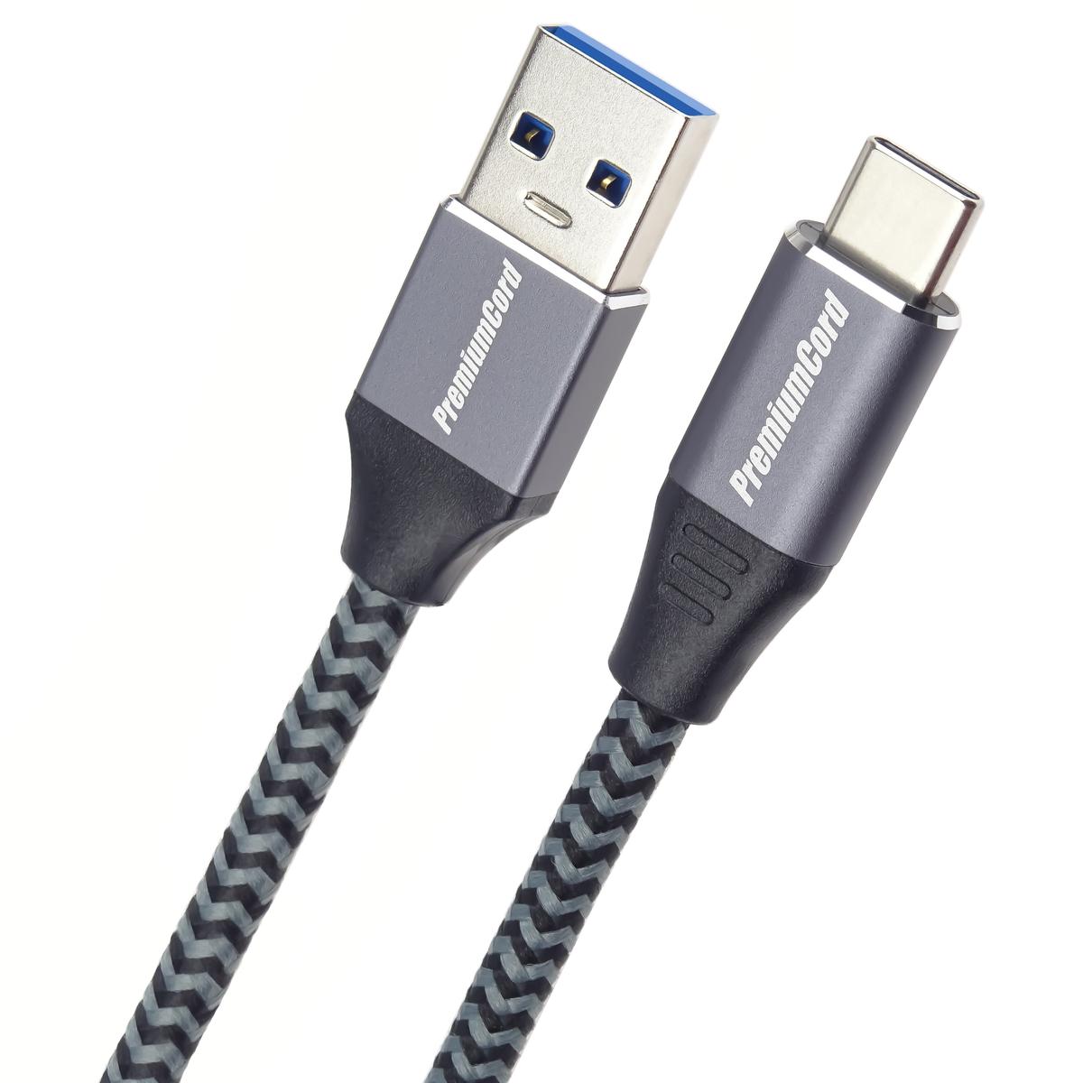 PremiumCord kabel USB-C - USB 3.0 A (USB 3.2 generation 1, 3A, 5Gbit/s)  0,5m oplet