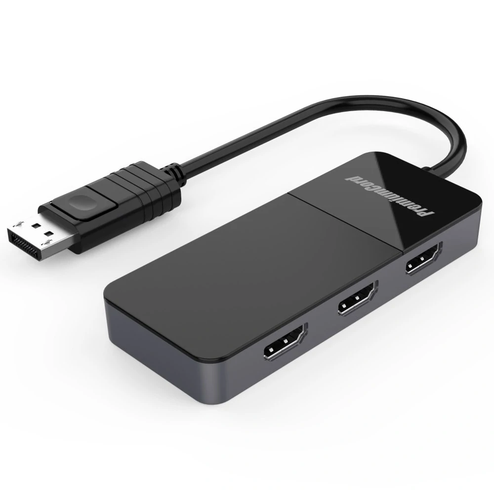 PremiumCord  MST adapter DisplayPort 1.4 na 3x HDMI2.0 monitory 4K@60Hz, extended + mirror + duplicate režimy