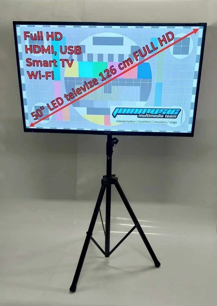 Pronájem - set; 50" LED televize 126 cm FULL HD se skládacím stojanem