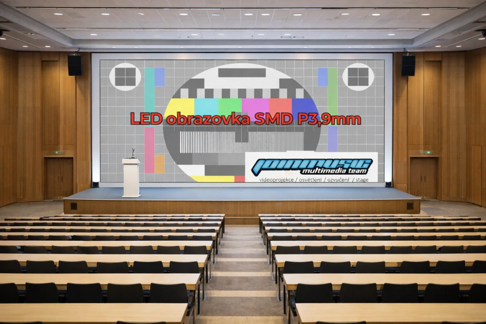 Pronájem - Vnitřní LED obrazovka 8x4,5m LED SMD P3,9mm