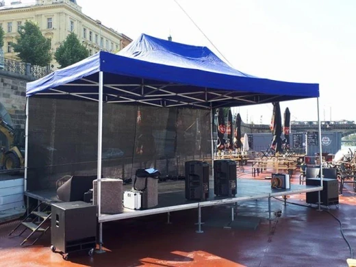 Pronájem - mobilní nůžkové zastřešení 6x4m + podium 6x4m