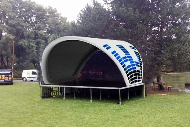 Pronájem - Mobilní obloukové zastřešení + podium 6x4m