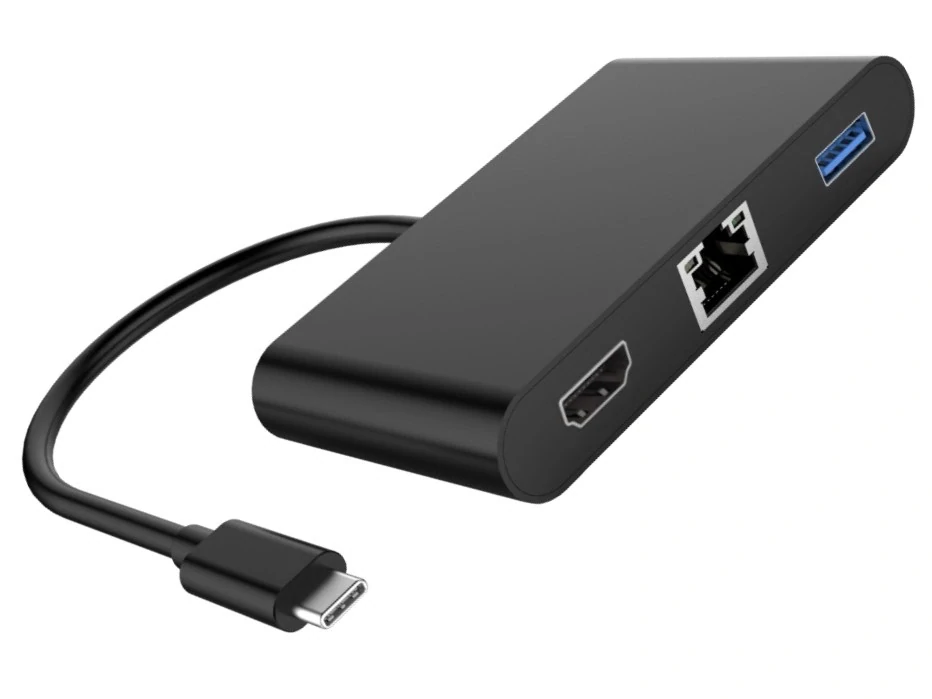 PremiumCord Převodník USB-C na HDMI + Audio + USB3.0 + RJ45 + PD charge
