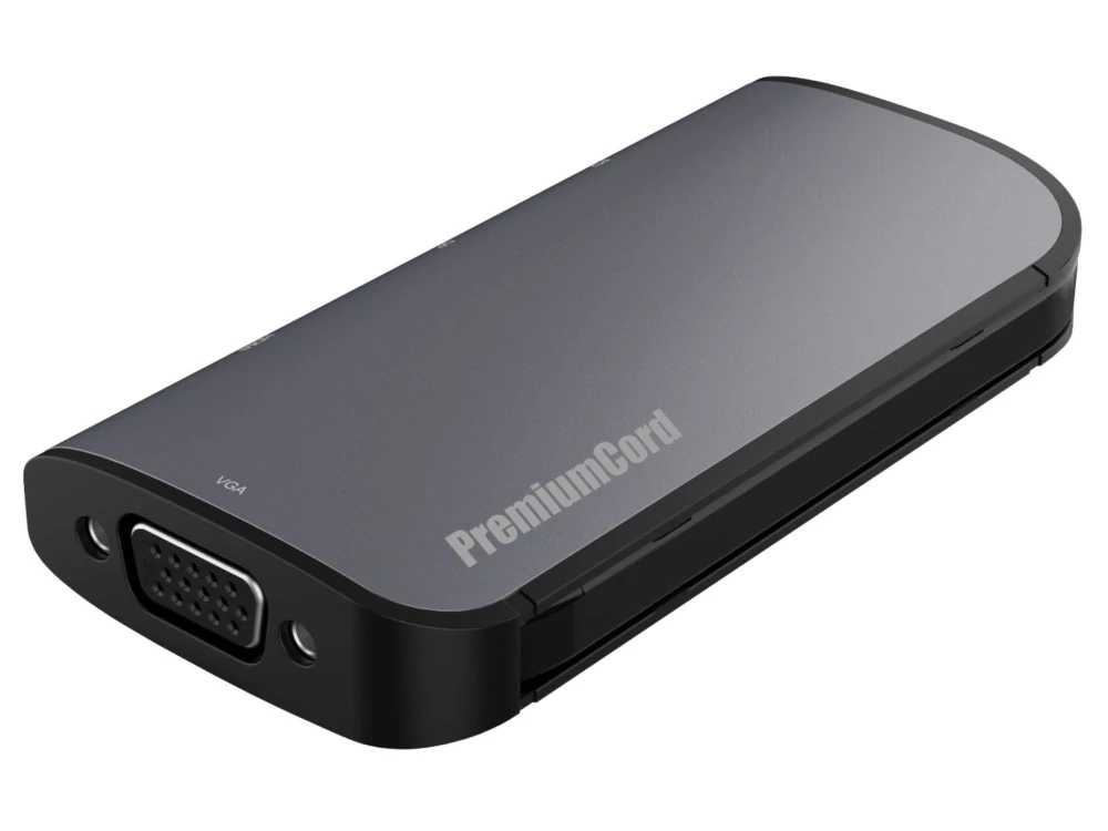 PremiumCord USB-C na HDMI1.4 + VGA + DP1.2 + PD3.0 , MST video adaptér