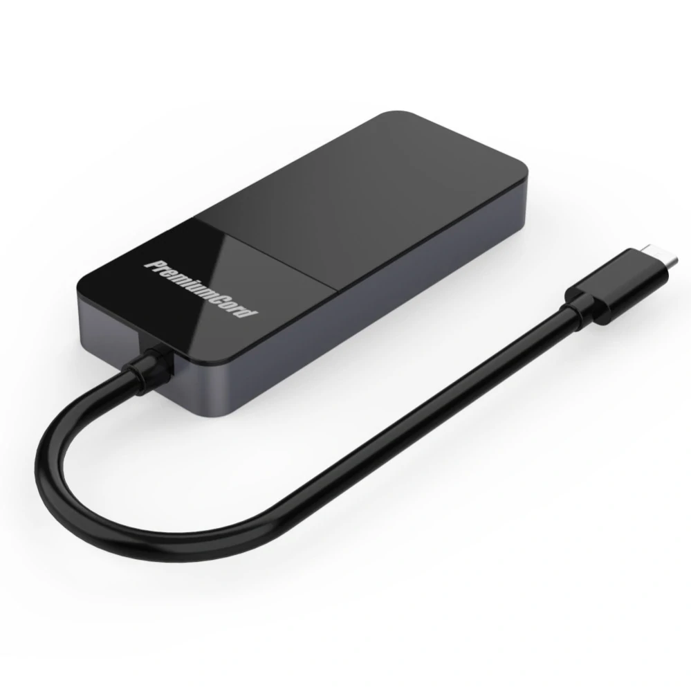 PremiumCord USB-C (DP1.4) na 3x DP1.4 MST 8K Adapter extended, mirror, duplicate režimy zobrazení na třech monitorech