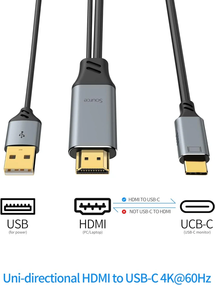 PremiumCord HDMI2.0 na USB-C kabel pro monitory s USB-C konektorem, 4K@60Hz,1080p Aluminium 2m