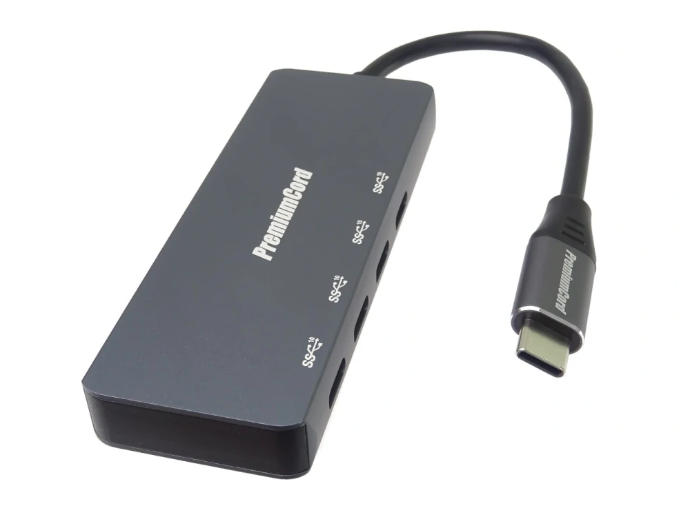 PremiumCord 10G SuperSpeed Hub USB-C na 4x USB 3.2 C Aluminum