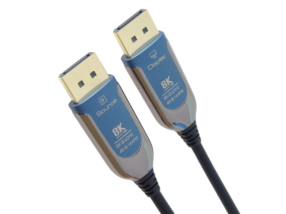 PremiumCord 8K Optický DisplayPort 1.4 přípojný kabel M/M, zlacené konekt. 25m