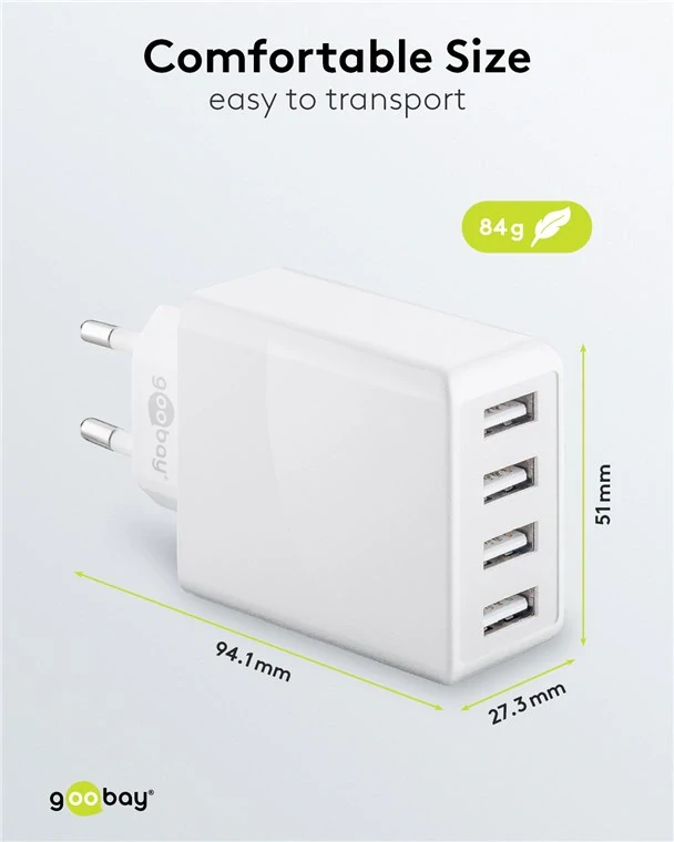 goobay 4 portový nabíječ (30 W) 4x USB-A porty, bílý