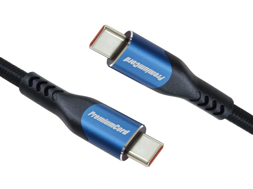 PremiumCord USB-C kabel ( USB 3.2 GEN 2x2, 5A, 100W, 20Gbit/s ) 1,5m, bavlněný oplet