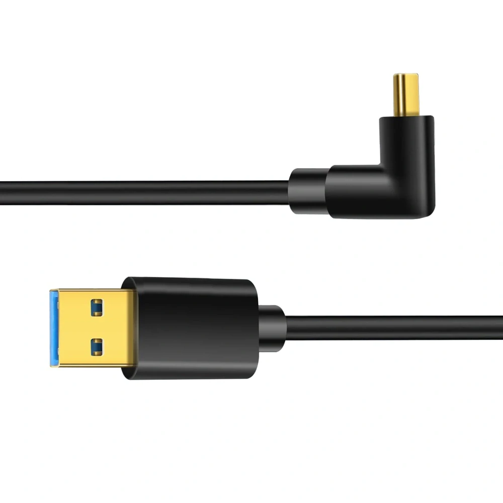PremiumCord Kabel USB typ C/M zahnutý konektor 90° - USB 3.0 A/M, rychlé nabíjení 3A, 50cm