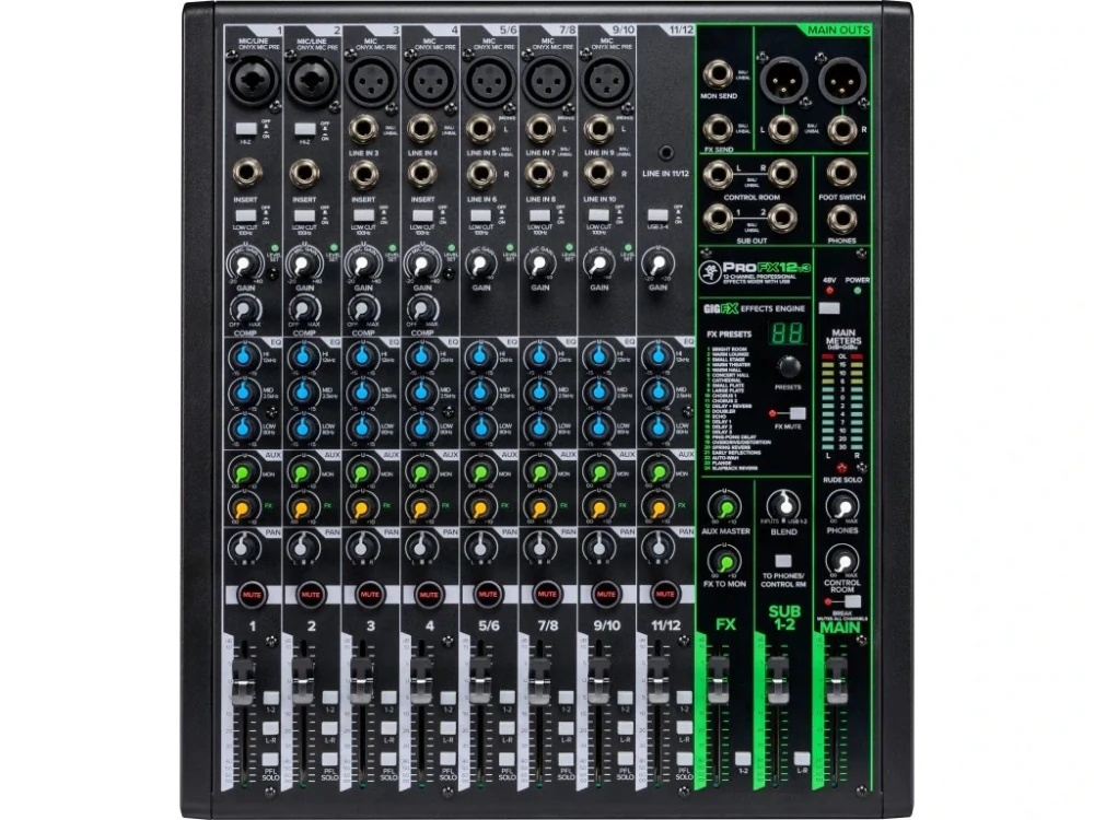 Pronájem - Mackie ProFX12v3, 12-ti kanálový mixážní pult s efektovou jednotkou