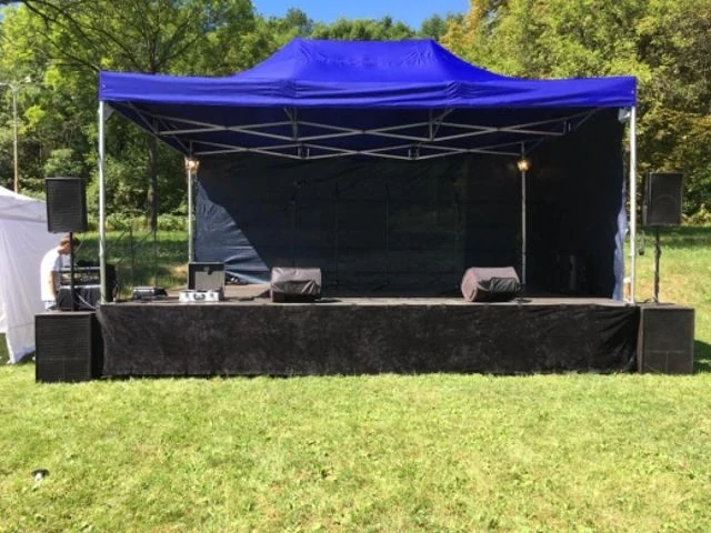 Pronájem - Nůžkové zastřešení 6x4m, pevnostní, včetně 4 bočnic, barva: modrá, bílá
