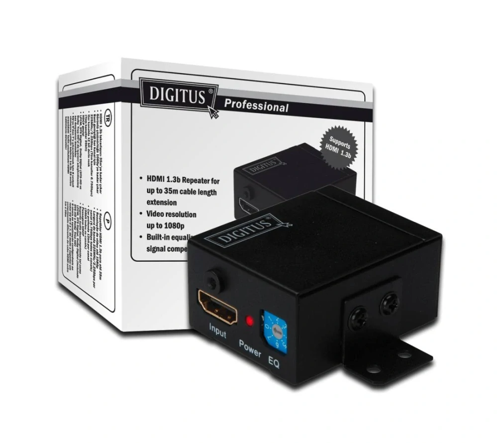 DIGITUS HDMI 1.3b Repeater do 35m, montovatelný na zeď