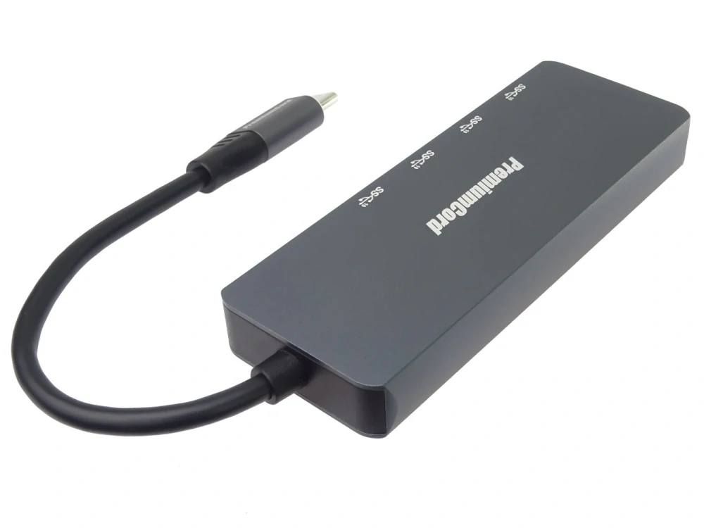 PremiumCord 10G SuperSpeed Hub USB-C na 4x USB 3.2 C Aluminum