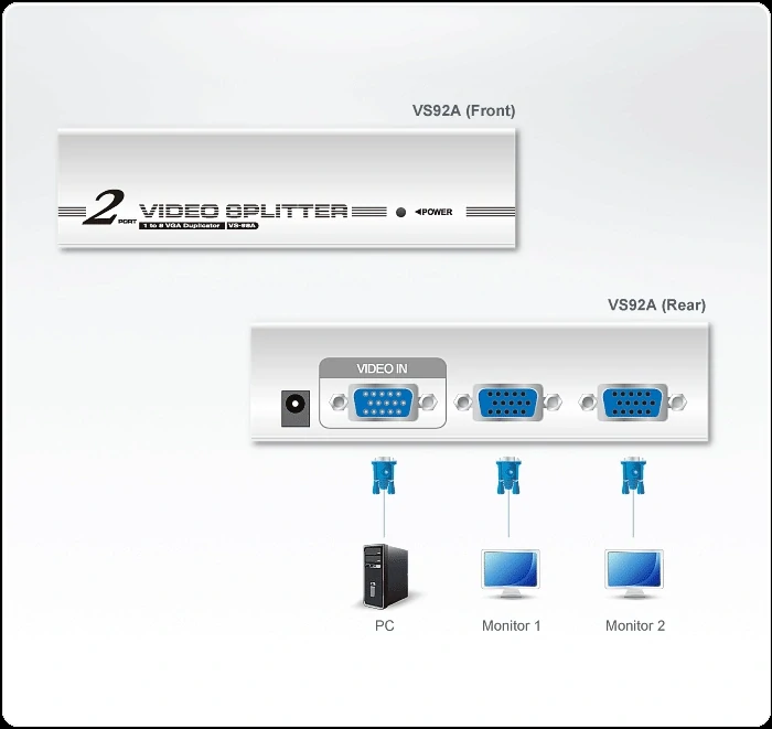ATEN Video rozbočovač 1PC - 2VGA 350MHz
