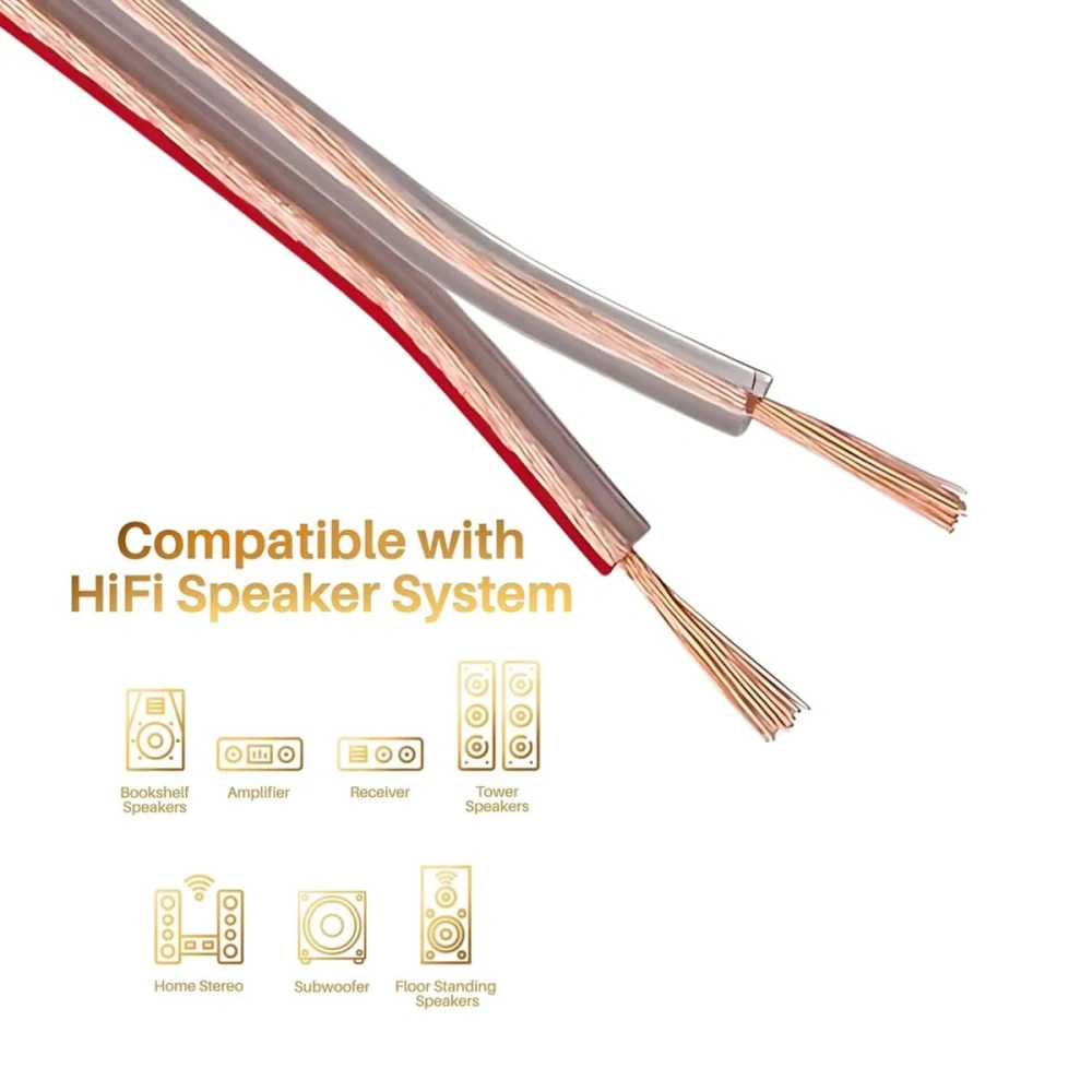 PremiumCord Kabely na propojení reprosoustav 99,9% měď 2x1,5mm2 100m