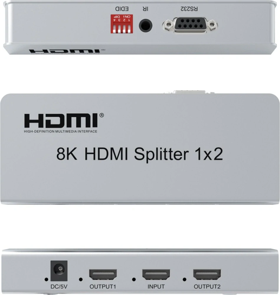 PremiumCord HDMI 2.1 splitter 1-2 porty, 8K@60Hz, 4K@120Hz, 1080p, HDR, downscaler
