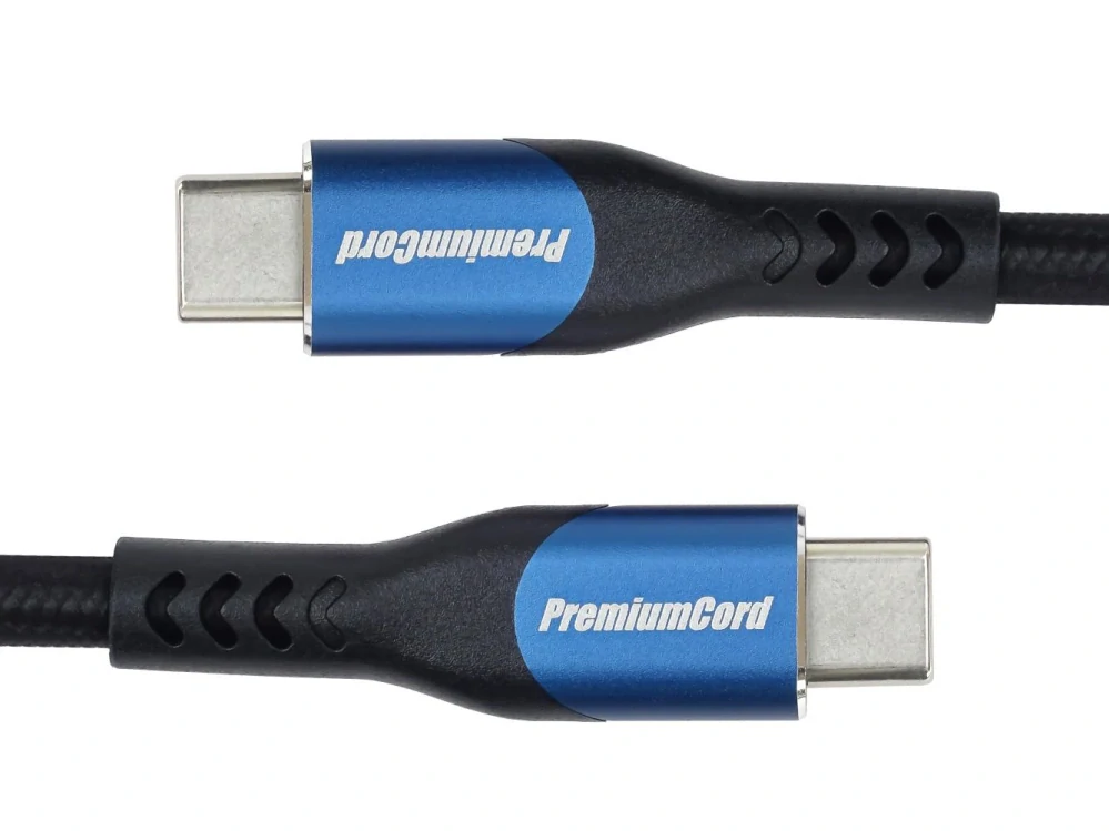PremiumCord USB-C kabel ( USB 3.2 GEN 2x2, 5A, 100W, 20Gbit/s ) 3m, bavlněný oplet