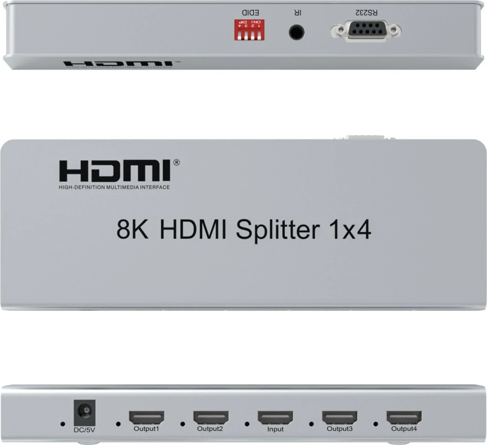 PremiumCord HDMI 2.1 splitter 1-4 porty, 8K@60Hz, 4K@120Hz, 1080p, HDR