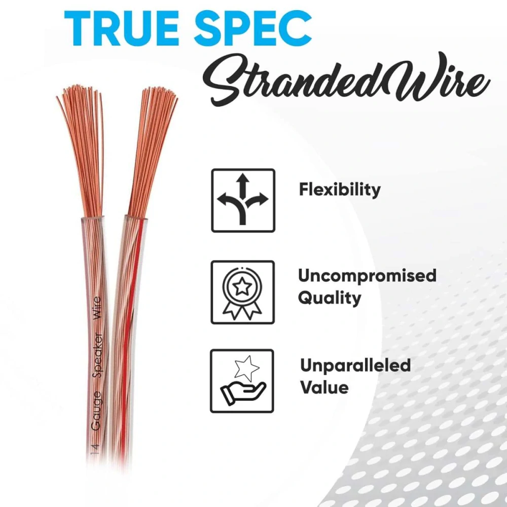 PremiumCord Kabely na propojení reprosoustav 99,9% měď 2x0,75mm2 100m