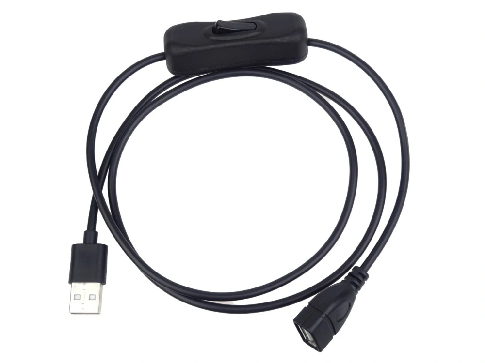 PremiumCord USB 2.0 kabel prodlužovací s vypínačem, A male- A female,1m černá