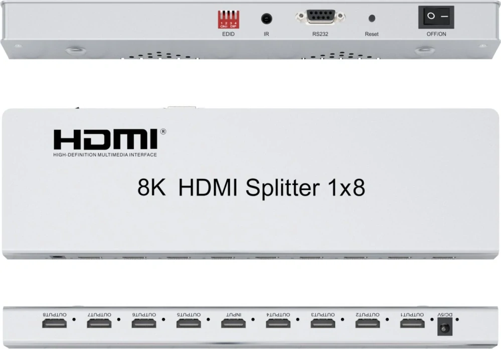 PremiumCord HDMI 2.1 splitter 1-8 portů, 8K@60Hz, 4K@120Hz, 1080p, HDR