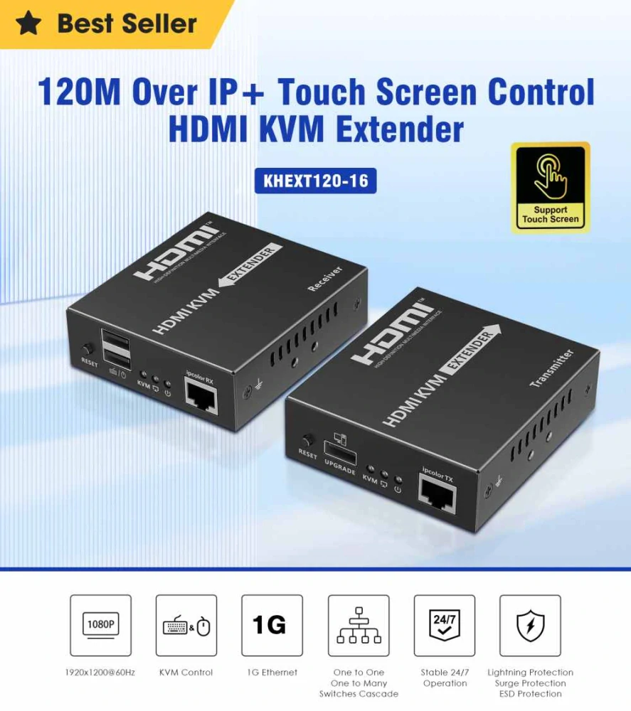 PremiumCord HDMI KVM extender s USB na 120m přes Cat5/6, bez zpoždění
