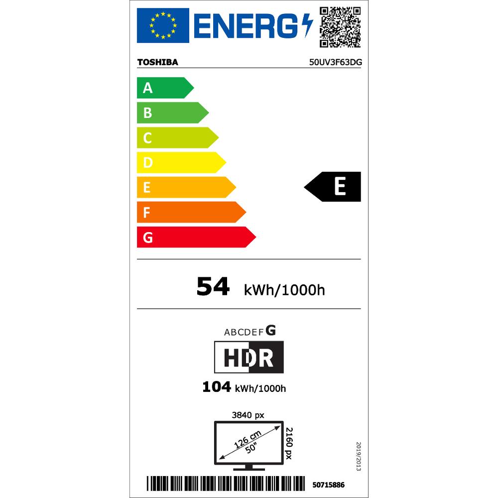 50UV3F63DG UHD SMART TV VIDAA TOSHIBA