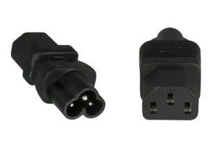 Adaptér IEC C13 female na IEC C6 male "trojlístek" napětí 230V, 2.5A