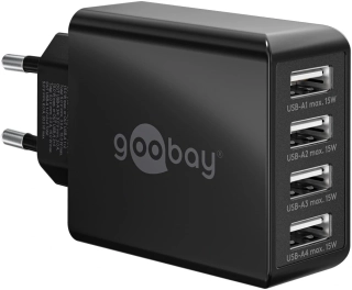 goobay 4 portový nabíječ (30 W) 4x USB-A porty, černý