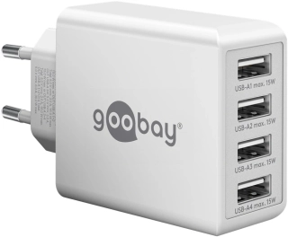 goobay 4 portový nabíječ (30 W) 4x USB-A porty, bílý
